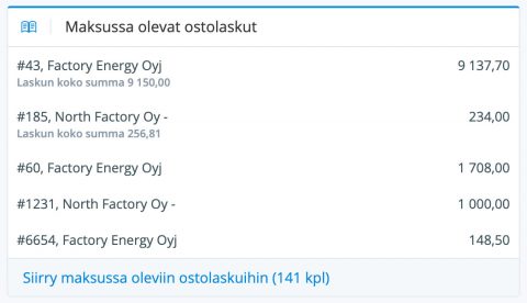 netvisor ostot maksussa olevat